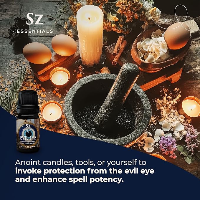 Evil Eye Protection Pure Essential Oil Blend - All-Natural Oils for Spells, Cleansing, Amulets & Rituals - Safeguard Against Negativity Evil & Harm -Therapeutic Grade & Vegan (5ml)-VivaGrace Women