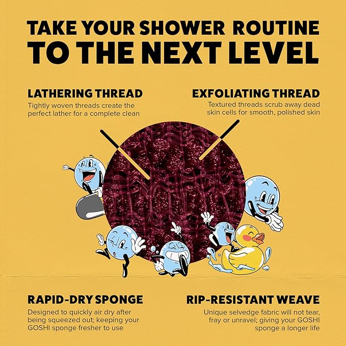 GOSHI Exfoliating Shower Sponge - Rip-Resistant, Rapid-Drying Exfoliating Bath Sponge for All Skin Types - Brick Red - Made in Japan-VivaGrace Women