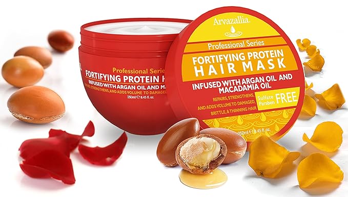 Arvazallia Fortifying Protein Hair Mask and Deep Conditioner with Argan Oil and Macadamia Oil Hair Repair Treatment for Damaged, Brittle, or Thinning Hair - Promotes Natural Hair Growth-VivaGrace Women