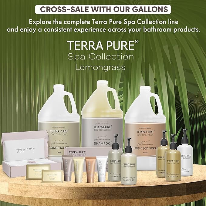 Terra Pure Spa Collection 1 Liter Shampoo Refill Bag For Soap Dispensers | Bulk Toiletries for Vacation Rentals, and Home Bathroom Showers | Green Tea Lemongrass | Single-VivaGrace Women