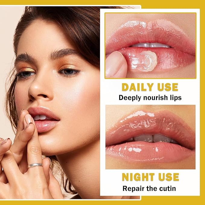 NVLEPTAP 2PCS Bee Lip Balm Honey Pot Honey & Strawberry Lip Balm Moisturizing Honey Lip Mask Lip Care Products Lip Balm with Wand-VivaGrace Women