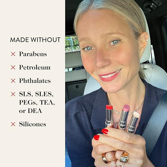 goop Beauty Lip Balm Trio | Clean Moisturizer for Chapped, Cracked & Dry Lips | Clear, Peony, & Tomato | Tinted for Sheer Color | Petroleum Free | 0.16 fl oz Each-VivaGrace Women