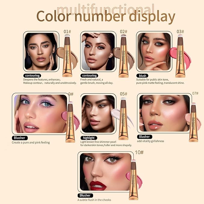 Contour Beauty Wand, Multi-Use Liquid Contour Wand Makeup for Face Cheeks, Natural Matte Finish Shading Bronzer Stick With Cushion Applicator(#01 Contour Brown)-VivaGrace Women