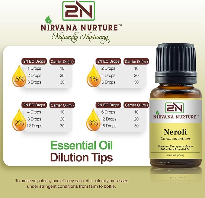 Neroli Essential Oil 100% Pure Premium Therapeutic Grade, Undiluted - Aromatherapy Diffuser for Calm and Relaxation, Skin Care, Hair Care-VivaGrace Women