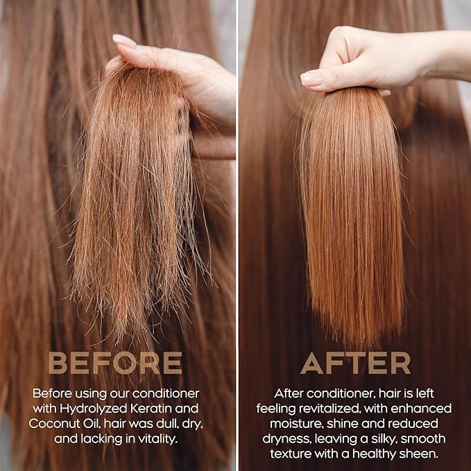 Hydrating Conditioner for Dry, Damaged Hair - 8.4oz | Moisture Repair Treatment with Hydrolyzed Keratin & Coconut Oil for Smooth, Shiny, Manageable Hair-VivaGrace Women