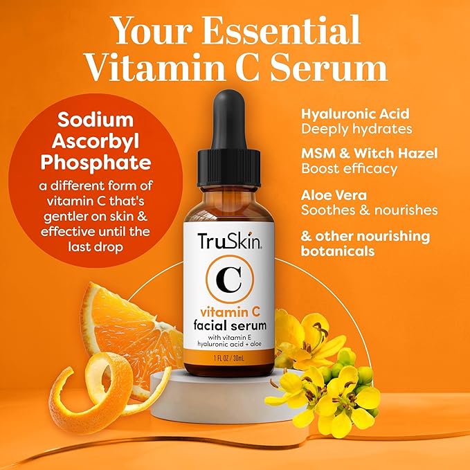 TruSkin Vitamin C Serum For Face – Anti Aging Face Serum with Vitamin C, Hyaluronic Acid, Vitamin E – Brightening Formula – Improve Appearance of Dark Spots, Tone, Fine Lines & Wrinkles, 1 Fl Oz-VivaGrace Women