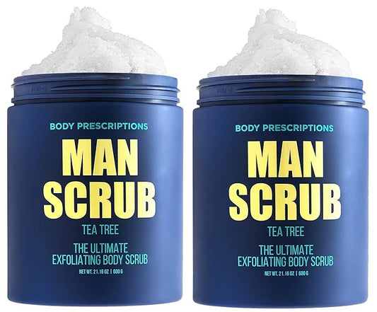 Body Prescriptions Men’s Exfoliating Body Scrub – Ultimate Skin Cleansing Wash in Jar with Twist-Top Lid, For All Skin Types, 21 Ounce (Pack of 2), Tea Tree-VivaGrace Women