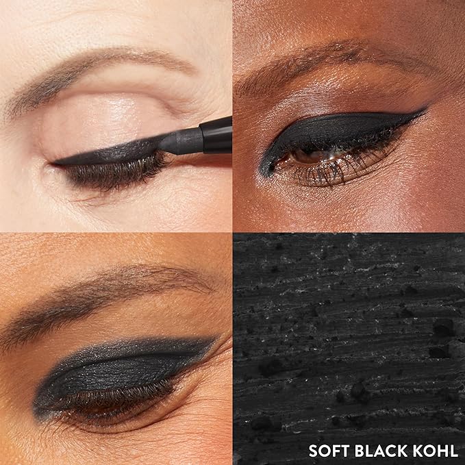 LAURA GELLER NEW YORK Kajal Longwear Kohl Eyeliner Pencil - Soft Black Kohl - Caffeine and Vitamin E - Smooth & Blendable Liner - Built-In Sharpener-VivaGrace Women