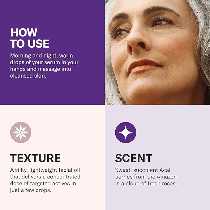 Odacité Anti Aging Serum Concentrate with Acai + Rose - Revitalizing Facial Oil, Youthful Glow, Improves Skin Tone, Wrinkles, and Firmness, Age defying, Rose Oil, 0.17 fl. oz.-VivaGrace Women