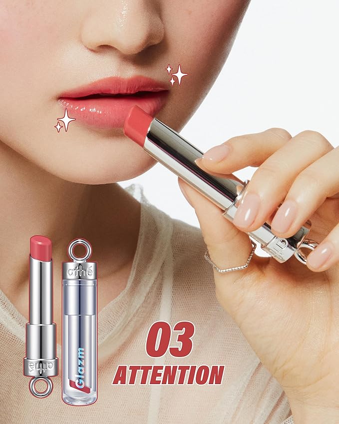 ATHE Glazm Lipbalm Stick - Vegan Glow Korean Lip Balm - Plumping, Volumizing & Highly Pigmented Lipstick - Soft Melting, Buildable Formula - Plant-Derived, Cruelty-Free, 0.12oz. (03 Attention)-VivaGrace Women