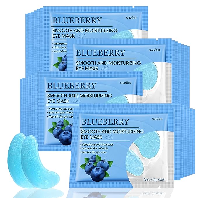 Under Eye Patches- 28 Pairs Blueberry Collagen Eye Mask Eye Patches for Reducing Puffy Eyes and Dark Circles, Anti Aging Gel Eye Pads Under Eye Mask, Blue-VivaGrace Women