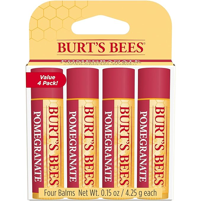 Burt's Bees Lip Balm - Pomegranate, Lip Moisturizer With Responsibly Sourced Beeswax, Tint-Free, Natural Origin Conditioning Lip Treatment, 4 Tubes, 0.15 oz.-VivaGrace Women