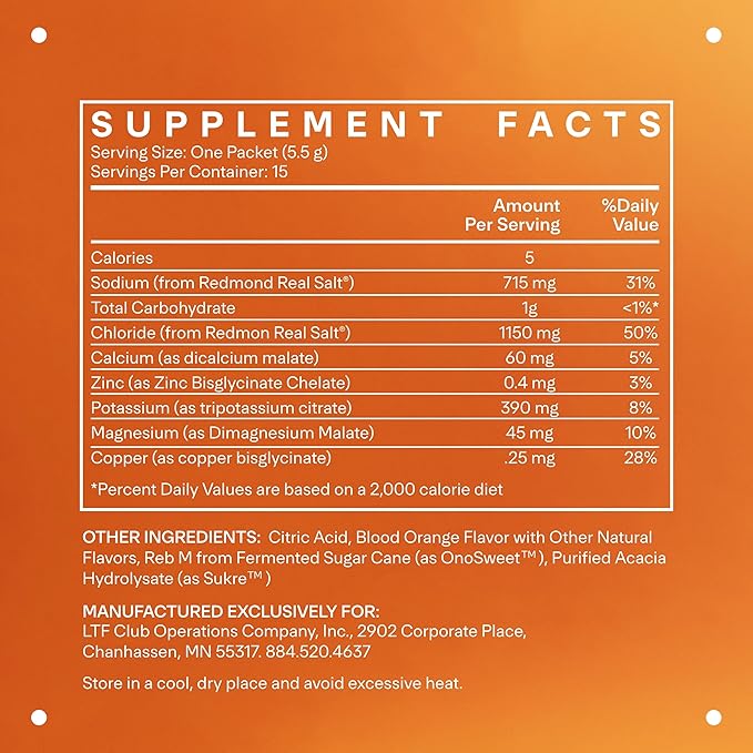 LTH Hydrate Hydration Mix - Trusted by Life Time Fitness Members - NSF Certified for Sport - Electrolyte Powder - Plant-Based, Non-GMO, Gluten Free - 15 Single-Serve Packets (Blood Orange) - 2- Pack-VivaGrace Women