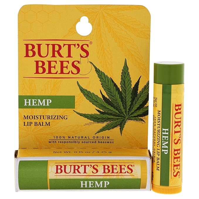 Burts Bees 100% Natural Origin Moisturizing Lip Balm, Hemp with Beeswax, 0.15 Oz-VivaGrace Women