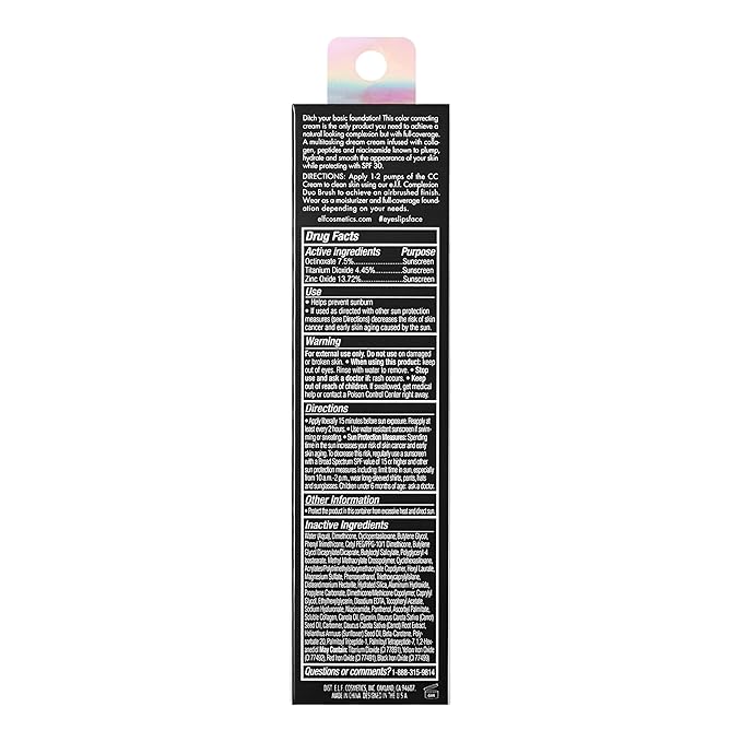 e.l.f. Camo CC Cream, SPF 30 Color-Correcting Medium-To-Full Coverage Face Foundation, Delivers An Airbrushed Finish, Vegan & Cruelty-Free, Light 250 W-VivaGrace Women