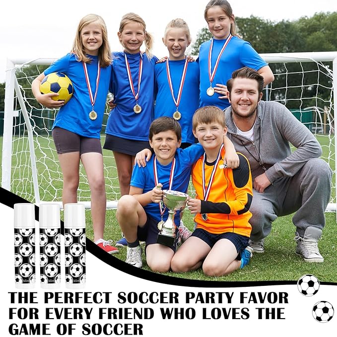24 Pcs Soccer Lip Balm Soccer Team Gifts Soccer Party Favors Soccer Lip Balm Gift for Soccer Team Soccer Party Guest Supplies-VivaGrace Women