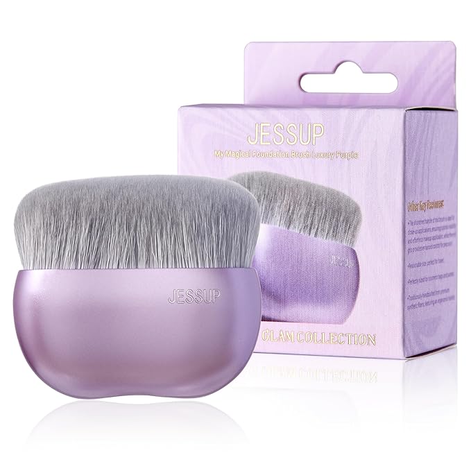 Jessup Foundation Brush for Liquid Makeup, Large Flat Top Kabuki Brush for Blending, Buffing, Stippling, Luxury Purple SF003-VivaGrace Women