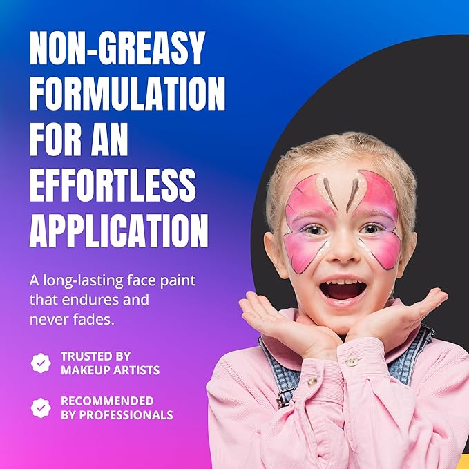 Professional Face Painting Kit - Skin Friendly Face Paint Kit - Cruelty-Free & Vegan Water Based Face Paint Makeup for Theatre, SFX and Halloween- 8 Colors 5g Each - Splashes & Spills (Pearly Colors)-VivaGrace Women