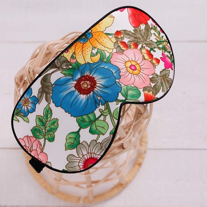 100% Pure Silk Eye Mask Sleep Eye Mask Eye Cover Eyeshade Sleeping Eye Mask Printed Colors (#10)-VivaGrace Women