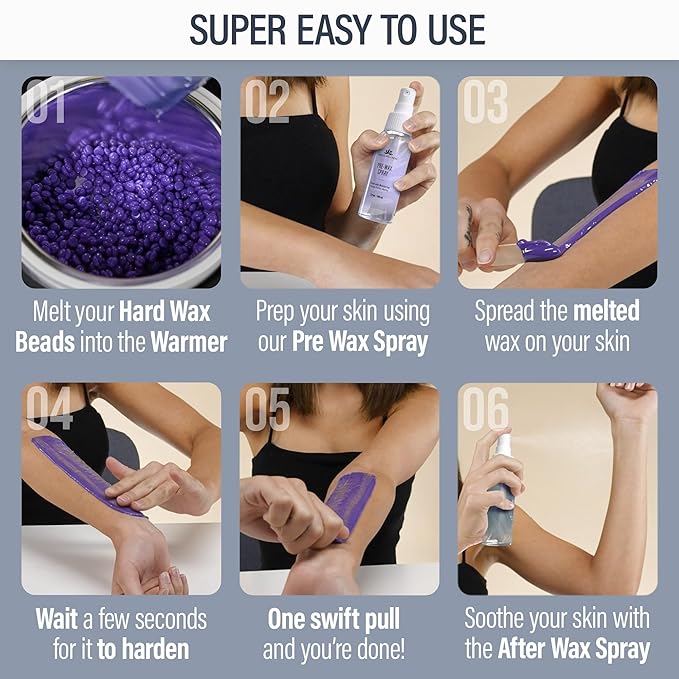 Tress Wellness Waxing Kit for Sensitive Skin – Safe for Face & Skin, Prep & Aftercare Spray, Easy to Use – At-Home Kit for Face, Bikini, Brazilian & Full Body - Digital Display, Blue-VivaGrace Women