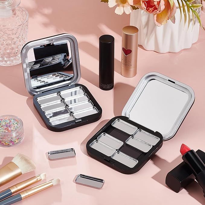 NICENEEDED 2 Pcs Empty Eyeshadow Palettes, 8 Grids Blush Pallet Makeup, DIY Eye Shadow Pigment Holder Case Refillable Cosmetic Sample Makeup Storage Box for Women-VivaGrace Women