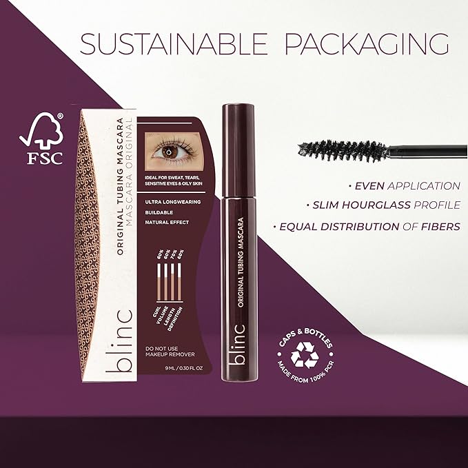 Blinc Original Tubing Mascara, Natural looking Lengthening, Ultra-Longwearing Washable, Vegan, Gluten-Free and Cruelty-Free, Black, 9mL / 0.30 Fl. OZ-VivaGrace Women