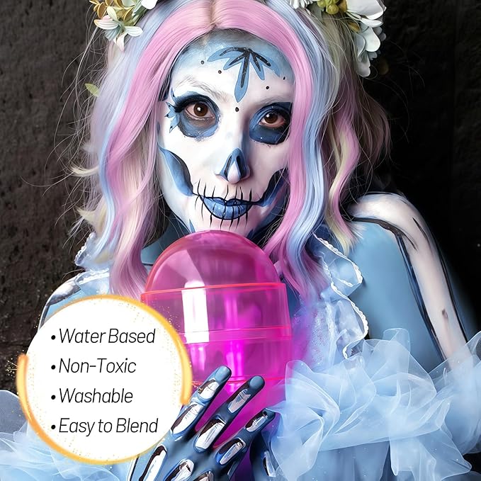 Light Blue Water Based Face Body Paint, 2.37 OZ Large Tube Full Coverage Face Paint for Corpse Bride Avatar Mermaid Cosplay Makeup,Washable Blue Body Painting for Adult Halloween SFX Makeup-VivaGrace Women