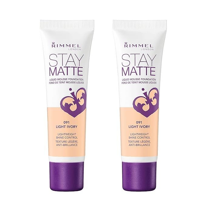 Rimmel, Stay Matte Foundation, Light Ivory 2 count (Pack of 1)-VivaGrace Women