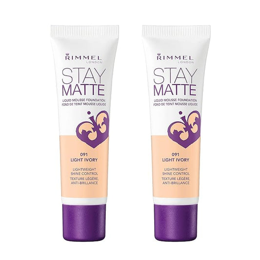 Rimmel, Stay Matte Foundation, Light Ivory 2 count (Pack of 1)-VivaGrace Women
