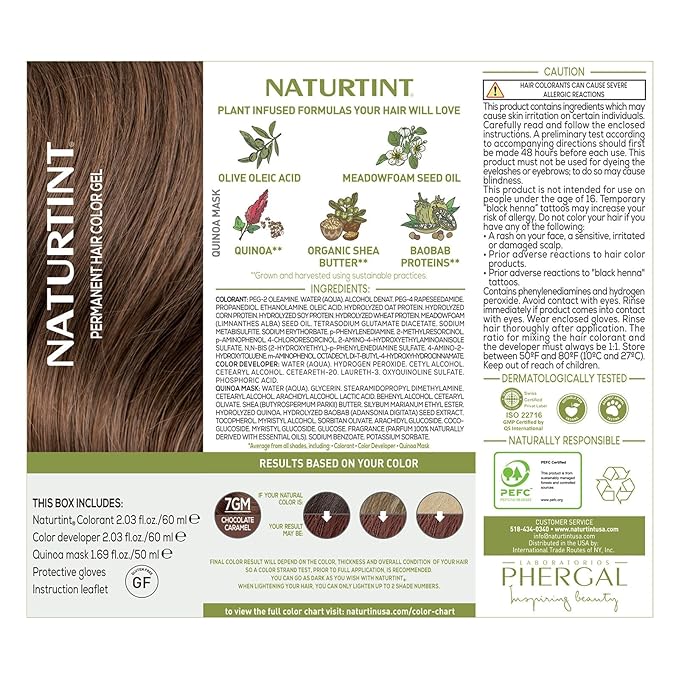 Naturtint 7GM Chocolate Caramel Permanent Hair Color (Pack of 6), Ammonia Free, Vegan, Cruelty Free, up to 100% Gray Coverage, Long Lasting Results (Packaging may vary)-VivaGrace Women