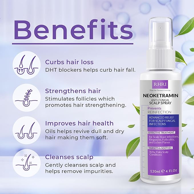 Neoketramin Anti Fungal Scalp Spray | Dandruff Treatment for Dandruff, Psoriasis & Folliculitis | Antifungal & Itchy Scalp Treatment for Dry, Irritated Scalp | Relief for Yeast Infections & Ringworm-VivaGrace Women