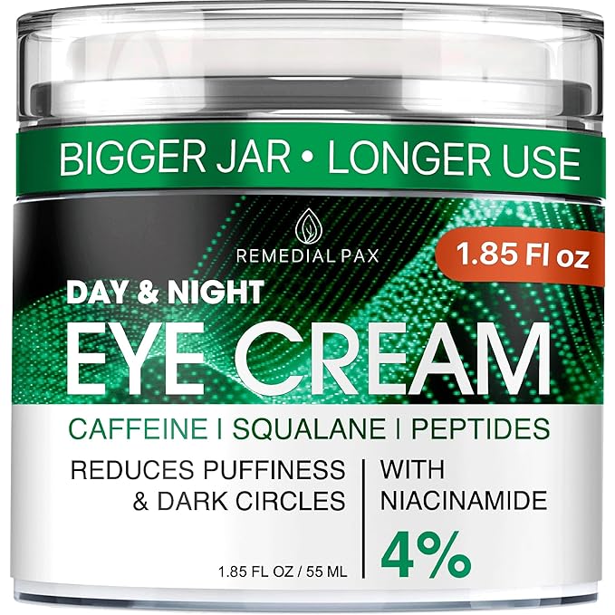 REMEDIAL PAX Eye Cream for Dark Circles and Puffiness, Bags Under Eyes Treatment, Anti-Aging Collagen Eye Cream for Wrinkles, Day & Night Caffeine Eye Cream with Niacinamide Dimethicone-VivaGrace Women