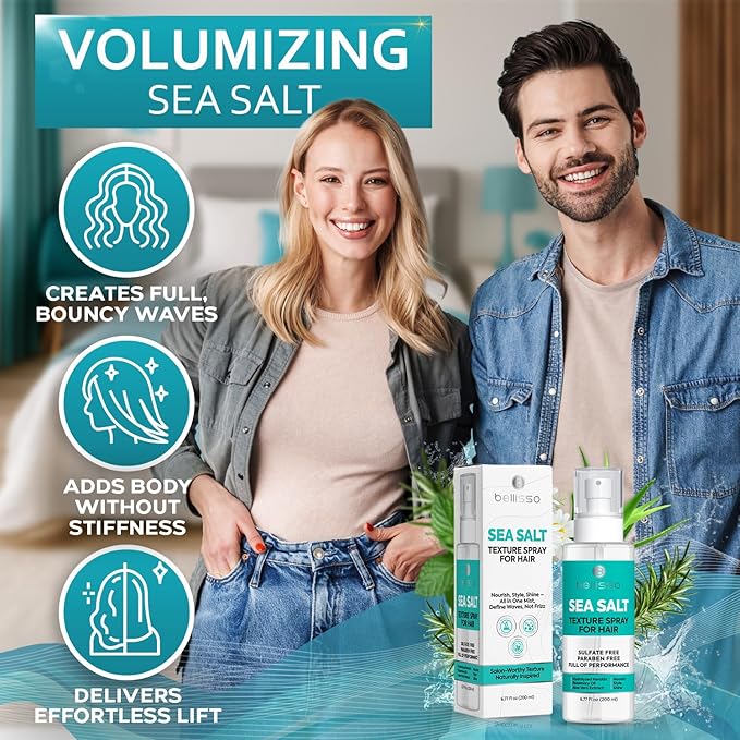 Sea Salt Spray - Dry Hair Texture for Women and Men - Products for Volume for Fine, Wavy and Curly Hair - Thickening, Texturizing and Light Volumizing Effect - Alcohol Free Formula - Travel Size-VivaGrace Women