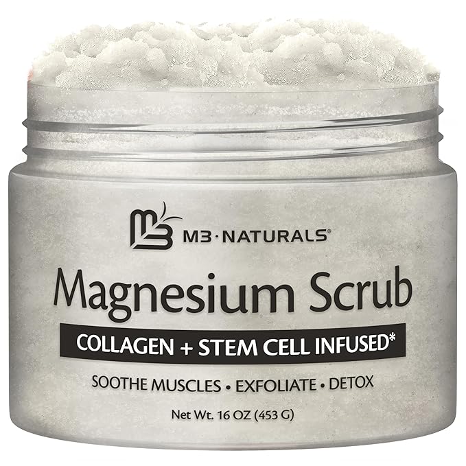 Magnesium Body Scrub for Sore Muscles, Exfoliation, Relaxation and Deep Hydration | Calming & Moisturizing Mineral-Rich Dead Sea Salt Formula With Collagen, Stem Cell & Shea Butter, 16 OZ (453 G)-VivaGrace Women