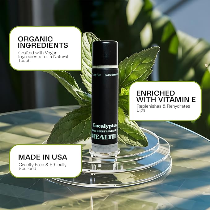 Organic Mint Lip Balm - SPF 15 Sun Protection - Moisturizing Lip Balm - Includes Spearmint, Peppermint, and Eucalyptus Mint Lip Balms - Chapstick to Soothe & Smooth Chapped Lips-VivaGrace Women