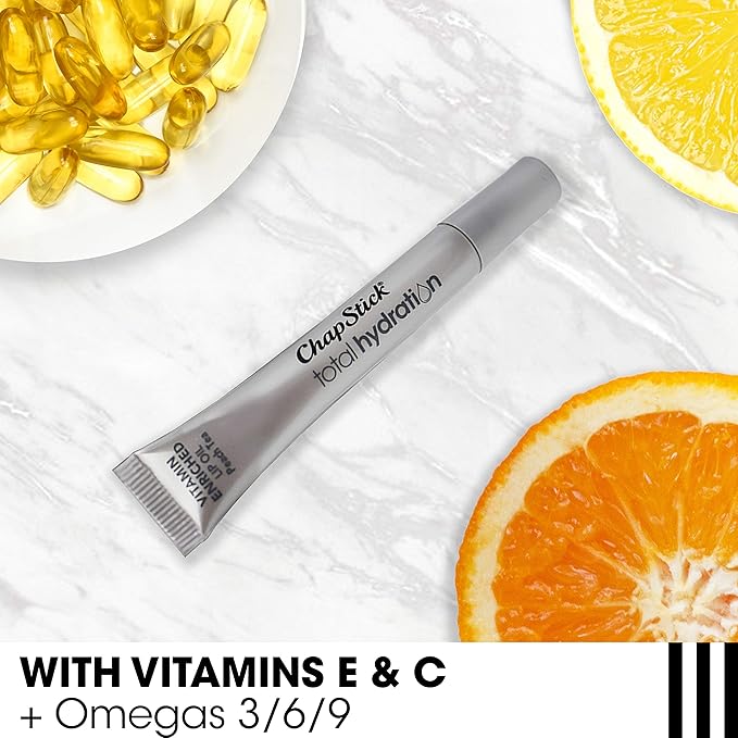 Chapstick Total Hydration VitaminEnriched Lip Oil Lip Care Oz, Non-Tinted, Peach Tea, 0.23 Ounce-VivaGrace Women
