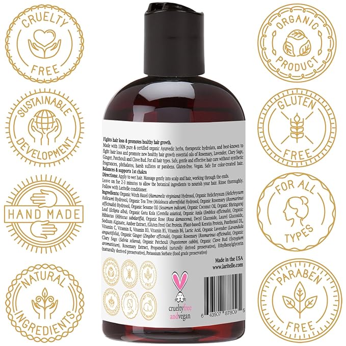 Organic Travel Size Shampoo 2 oz | Fortifying, Strengthening & Rejuvenating | Stops Hair Shedding, Promotes New Hair Growth | Ayurvedic Herbs, Lavender, Ginger, Rosemary, Patchouli & Cloves-VivaGrace Women