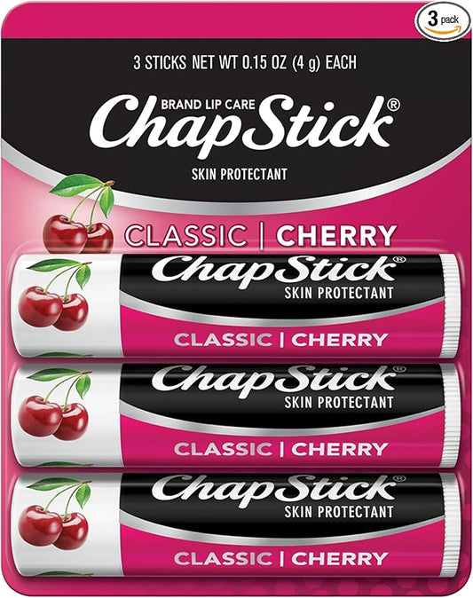 ChapStick Classic Cherry Lip Balm Tubes for Lip Care - 0.15 Oz (Pack of 3)-VivaGrace Women