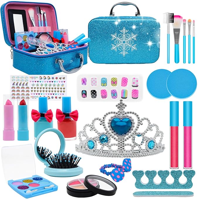 Kids Makeup Kit for Girl Toys, Princess Toys With Makeup kit Nail Polish Set Little Girls Toddlers Dress up Set Birthday Gift Play Makeup Kits For Girls Ages 6-10-VivaGrace Women