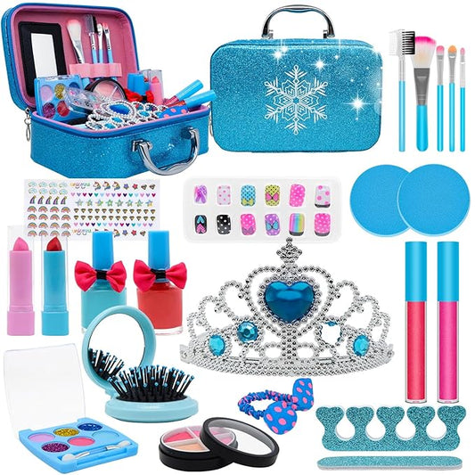 Kids Makeup Kit for Girl Toys, Princess Toys With Makeup kit Nail Polish Set Little Girls Toddlers Dress up Set Birthday Gift Play Makeup Kits For Girls Ages 6-10-VivaGrace Women