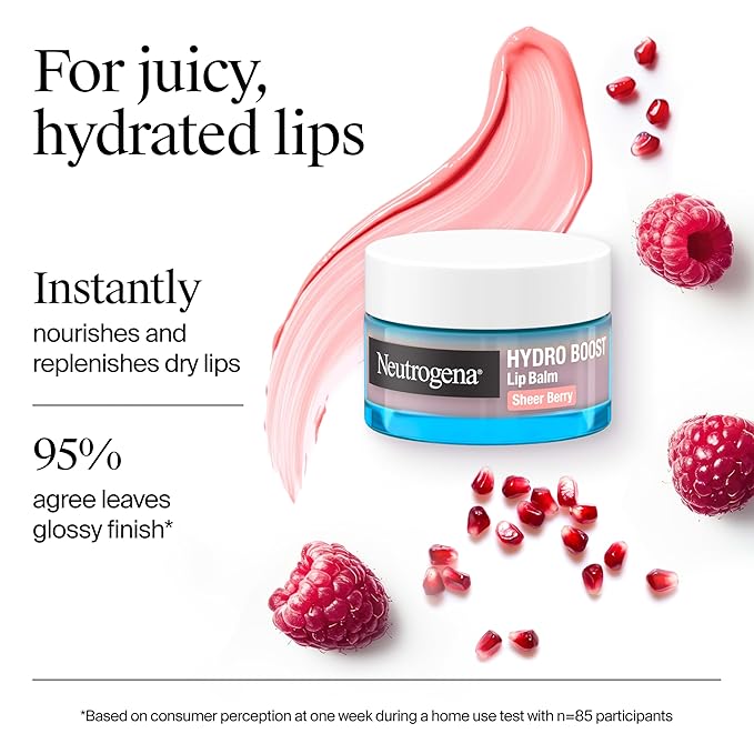 Neutrogena Hydro Boost Hyaluronic Acid Lip Balm, Nourishing Vitamin E Leaves Lips Feeling Hydrated, Sheer Pink Tinted Color with a Sweet Berry Flavor, Sheer Berry, 0.5 oz-VivaGrace Women