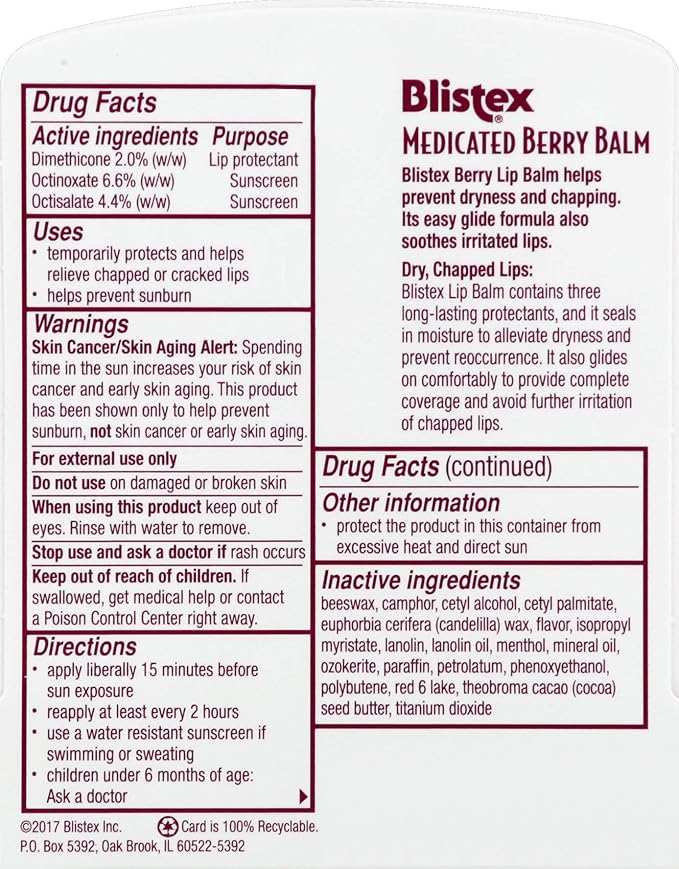 Blistex Medicated Lip Balm, Berry, .15-Ounce Tubes (Pack of 24) (83134)-VivaGrace Women