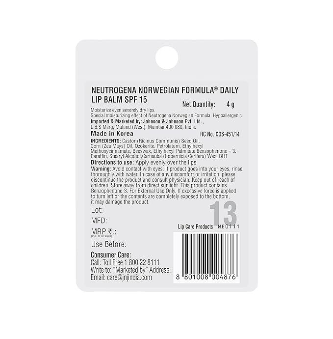 Neutrogena Norwegian Formula Lip Moisturizer, SPF 15, 0.15 Ounce-VivaGrace Women