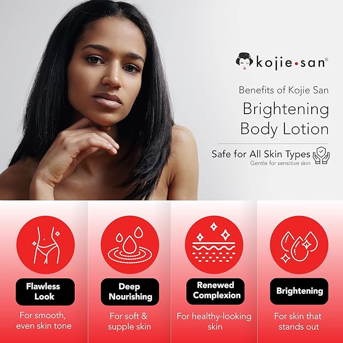 Kojie San Face & Body Complete Brightening Set - 3 x 100g Bars Soap, Body Lotion, Face Cream, Toner, and Face Cleansing Brush - 7pcs-VivaGrace Women