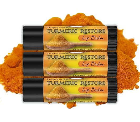 Organic Turmeric Lip Balm 3 Pack - Moisturizing, Balancing, Soothing, Natural Ingredients-VivaGrace Women