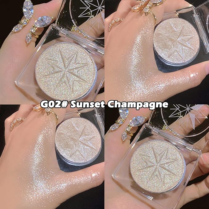 Erinde Pearl Shimmer Glitter Highlighter Highlight Makeup Contour Powder, Silver Highlighter Face Illuminator Highlighter, Highlighter Makeup iluminadores Illuminator for Face Body Cheek-VivaGrace Women
