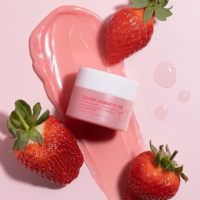 W7 Sweet Dreams Overnight Strawberry Lip Mask - Vitamin E, Aloe Vera and Grape Seed Oil - For Hydrated, Full Looking & Irresistible Lips - 2 Pack - 0.40 Fl Oz-VivaGrace Women