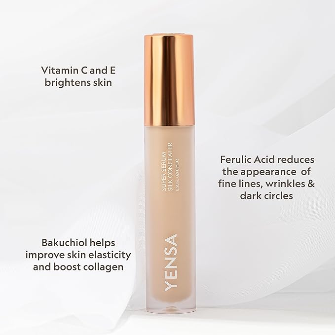 YENSA Super Serum Silk Concealer - Age-Defying Asian Skincare, Natural Superfood Ingredients Cover Imperfections, Boost Collagen (Light 2) - .20 fl oz-VivaGrace Women