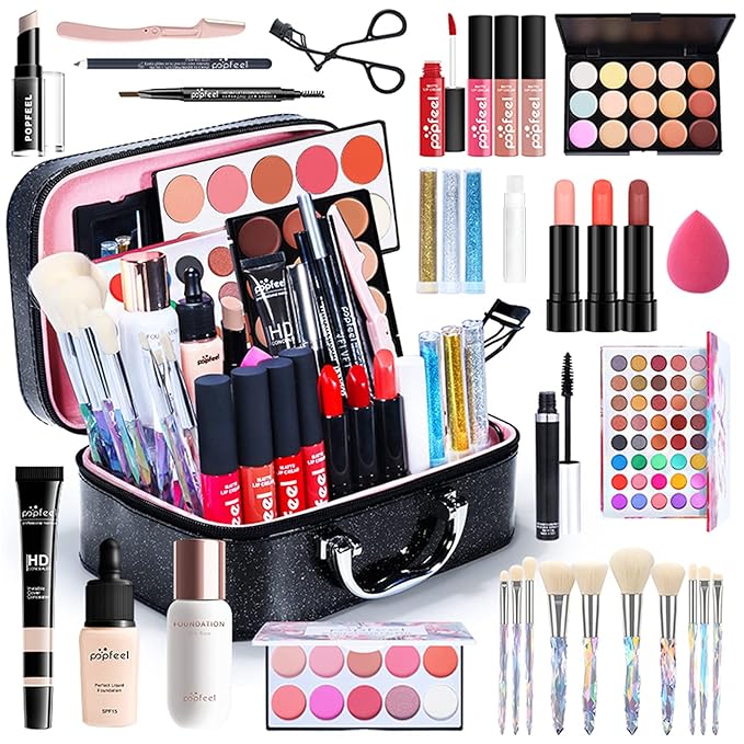 Multi-purpose Makeup Kit All-in-One Makeup Gift Set Colours Mix Eyeshadow Concealer Lip Gloss Pressed Powder and Powder Blusher Cosmetic Makeup Palette Set Kit #096-VivaGrace Women