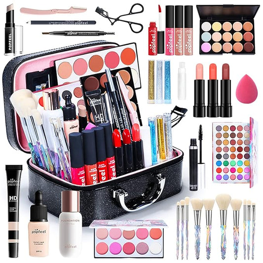 Multi-purpose Makeup Kit All-in-One Makeup Gift Set Colours Mix Eyeshadow Concealer Lip Gloss Pressed Powder and Powder Blusher Cosmetic Makeup Palette Set Kit #096-VivaGrace Women